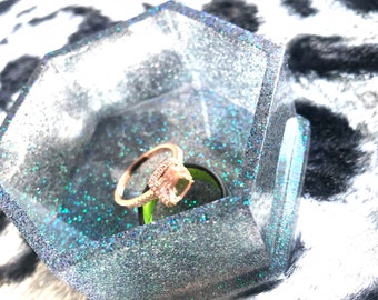 Engagement Wedding Anniversary I Do Glitter Jewlery Dish Geometric Glitter Ring Dish Jewelry Dish,for her him Birthday Pink Ring Holder