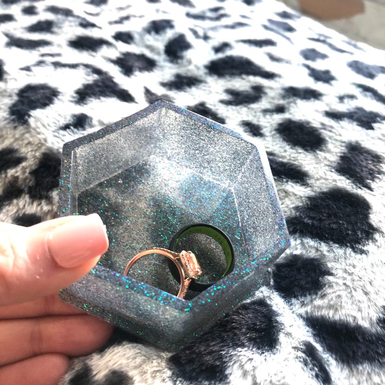 Engagement Wedding Anniversary I Do Glitter Jewlery Dish Geometric Glitter Ring Dish Jewelry Dish,for her him Birthday Pink Ring Holder