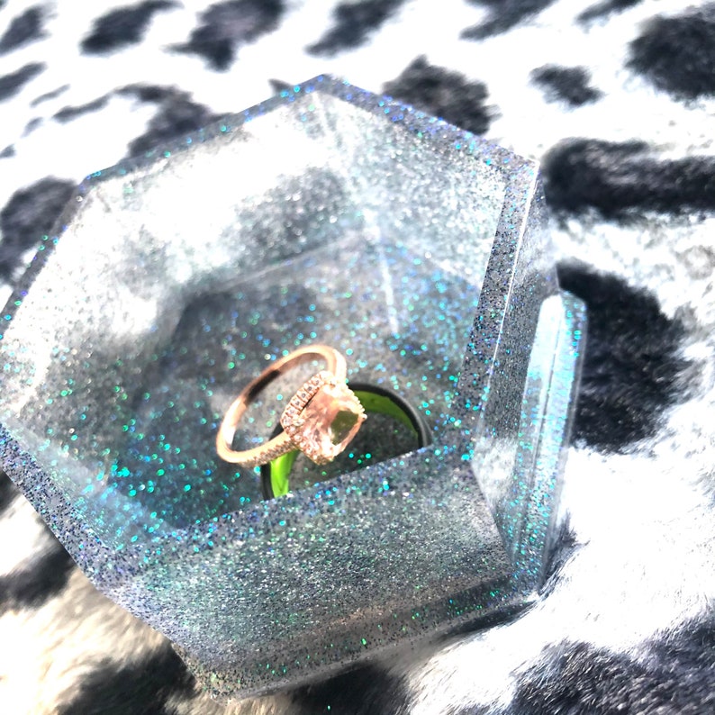 Engagement Wedding Anniversary I Do Glitter Jewlery Dish Geometric Glitter Ring Dish Jewelry Dish,for her him Birthday Pink Ring Holder