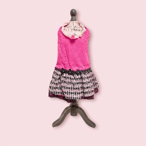 OOAK Abito in Pizzo e Tweed Fatto a Mano per Cani Taglia S