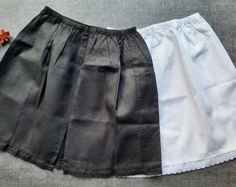 Black, White half slips UK SIZE 4-20 Petticoats, Pure cotton Waist Slips non static, Moisture wicking, 100% poplin cotton underskirts unisex