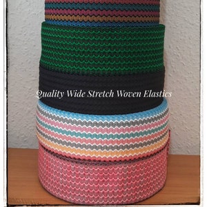 Pretty Extra wide wavy stretch Elastics waistbands cuffs sewing Multipurpose. Black white pink rainbow green multicolour 60mm wide elastics