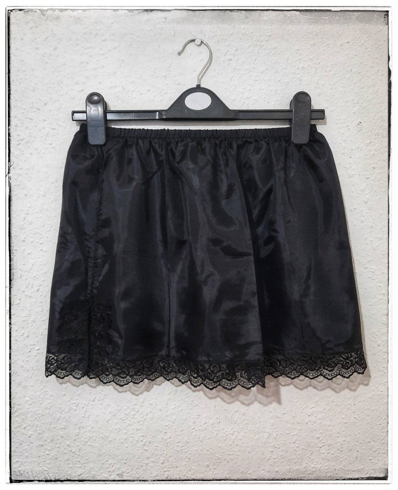 Black Nylon Mini Half Slip Waist Slip Underskirt UK Ladies SIZE 6-18 ...