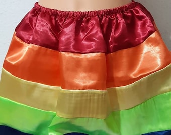 Rainbow Pride Satin Underskirt | Handmade Glossy Half Slip, 18"