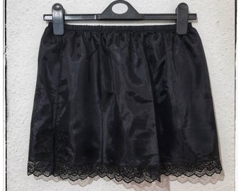 Black Nylon Mini Half Slip Waist slip Underskirt UK ladies SIZE 6-18 Cross-dress , Sissy slip Unisex Teen Adult underskirt