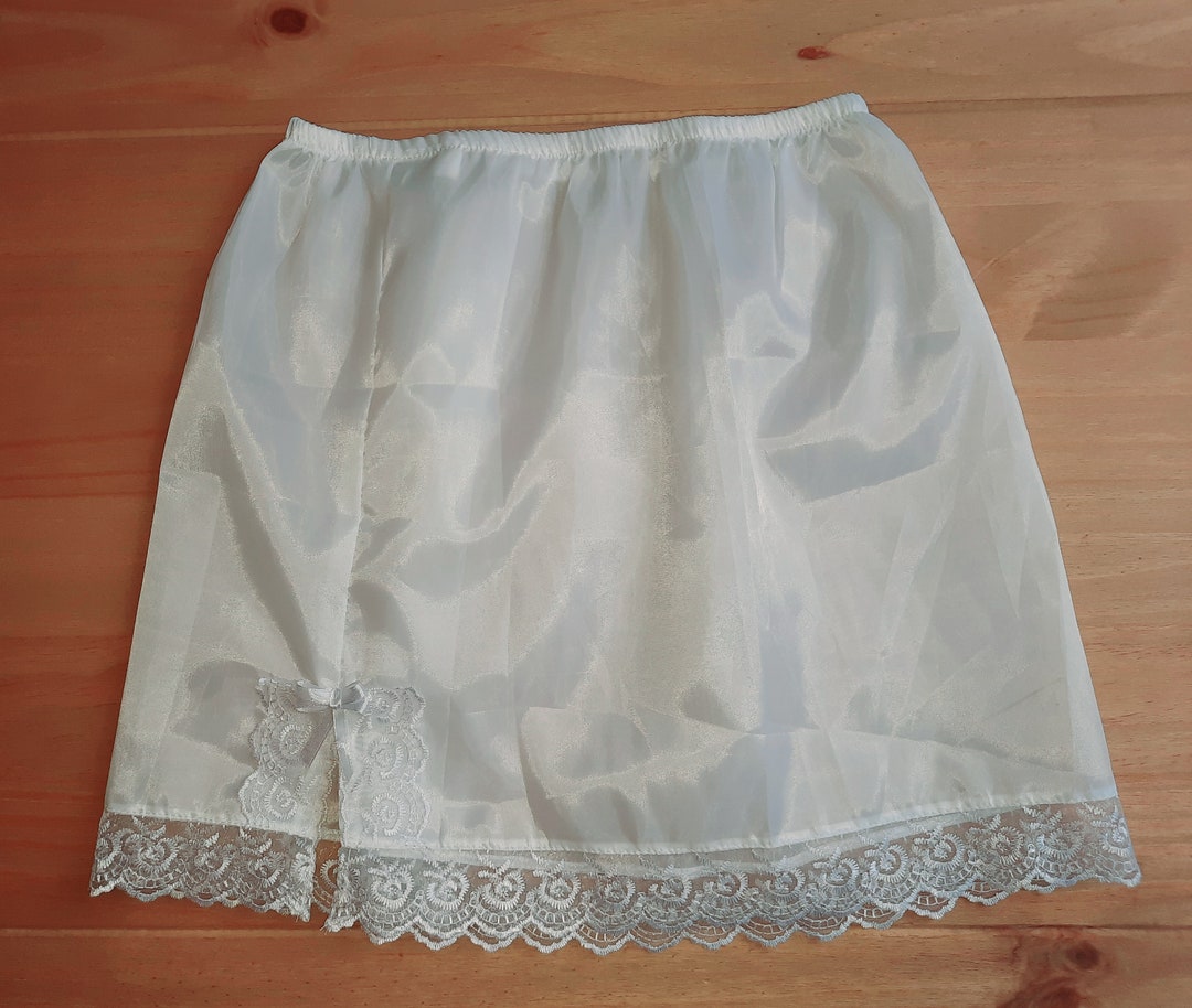 Handmade White Nylon Half Slips UK Size 620 Floral Lace Etsy