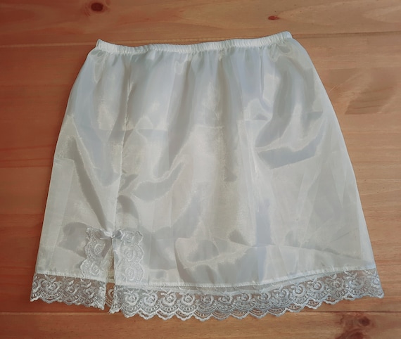 Handmade White Nylon Half Slips UK Size 6 20 Floral Lace Trim