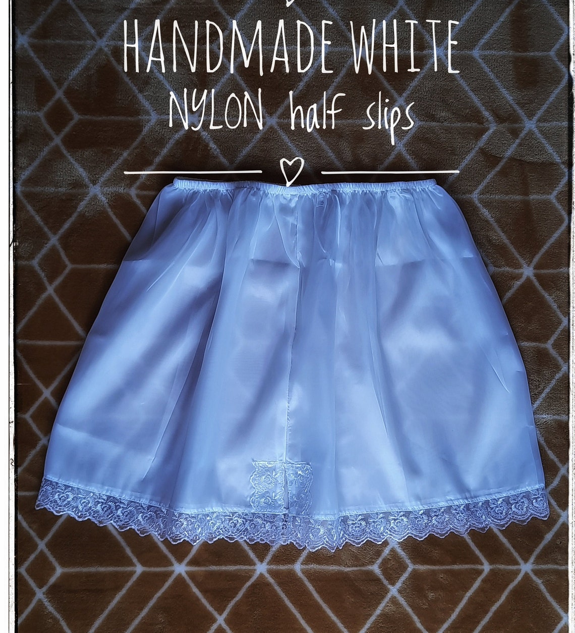 Handmade White Nylon Half Slips UK Size 620 Floral Lace Trim Etsy UK
