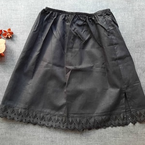 Medio slip negro con encaje / UK Size 4-20 Petticoats, Pure cotton Waist Slip / non static / Moisture absorbing /100% Popelín cotton underskirt