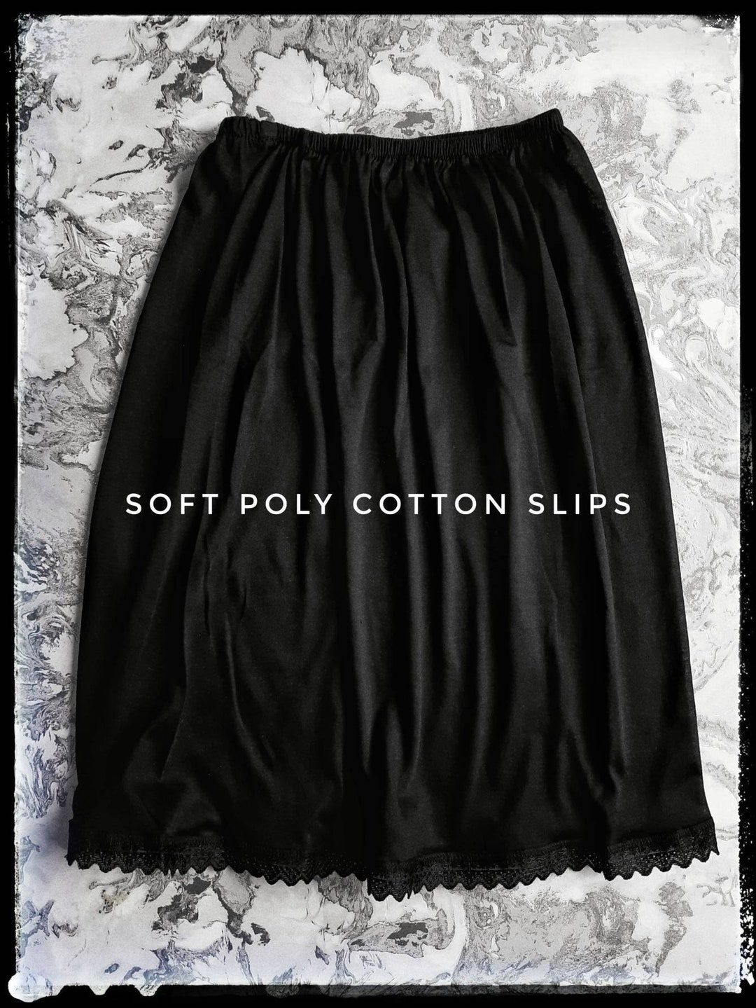 Black White Half Slips UK SIZE 420 Petticoats, Soft Poly Cotton Waist