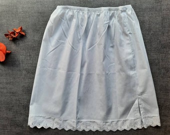 Demi-slip blanc avec dentelle | Jupons taille britannique 4-20, slip de taille en pur coton | Non statique | Sous-jupe en coton 100% popeline |