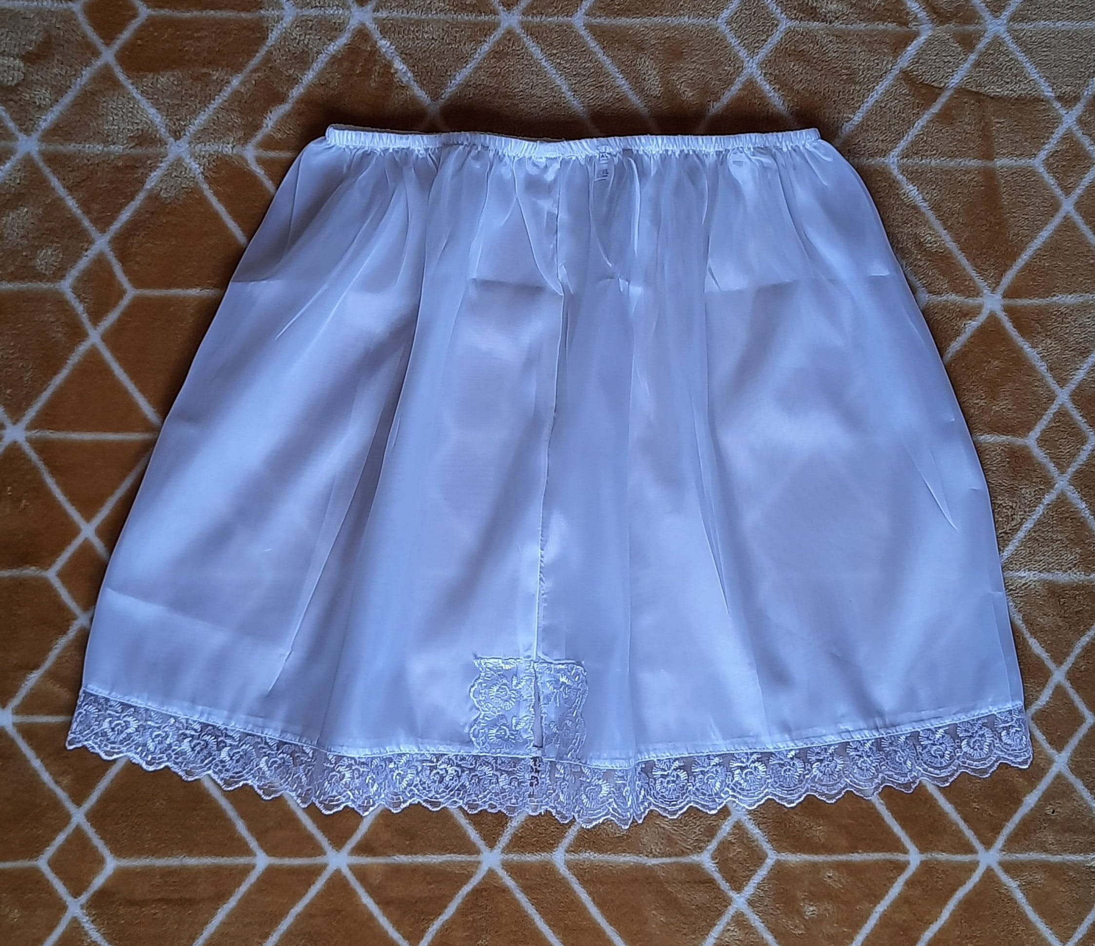 Handmade White Nylon Half Slips UK Size 620 Floral Lace Trim Etsy UK