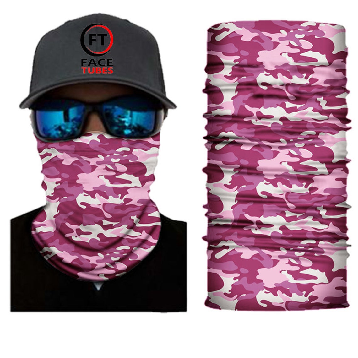 Pink Camo Face Mask Face Tubes Face Shields Fishing Headwear - Etsy