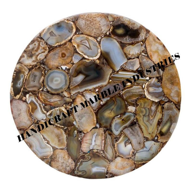 Natural Agate Side Table Agate Stone Table With Stand Etsy