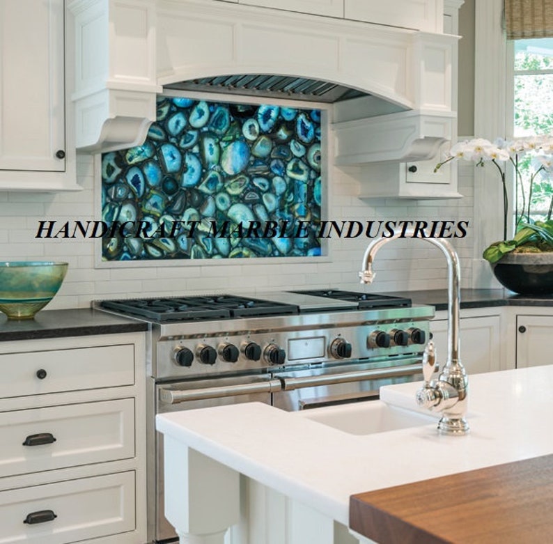 Agate Table Top Agate Table Stone Dining Table Blue Agate Etsy