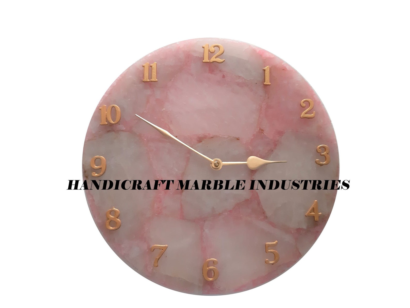 Rose Quartz Wall Clock Quartz Wall Clock Round Natural Stone Etsy