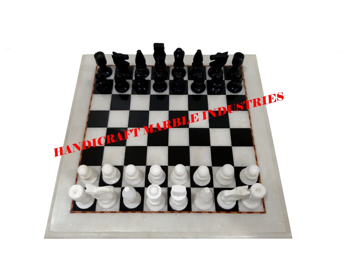 The Queen's Gambit Chess Board Queens Gambit Marble Chess Etsy
