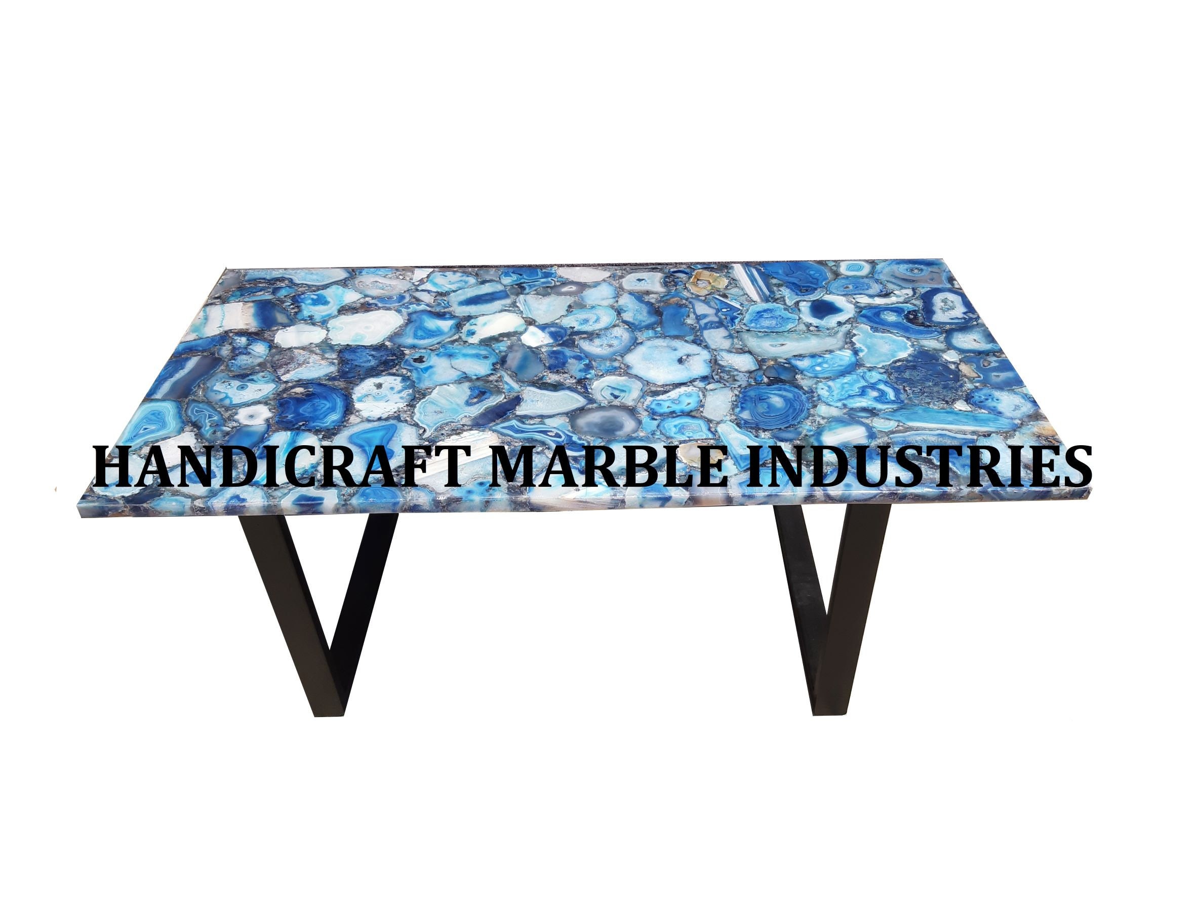 Agate Table Top Agate Table Stone Dining Table Blue Agate Etsy