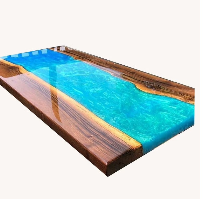 Epoxy Table Live Edge Wooden Table Blue Epoxy River Table Etsy