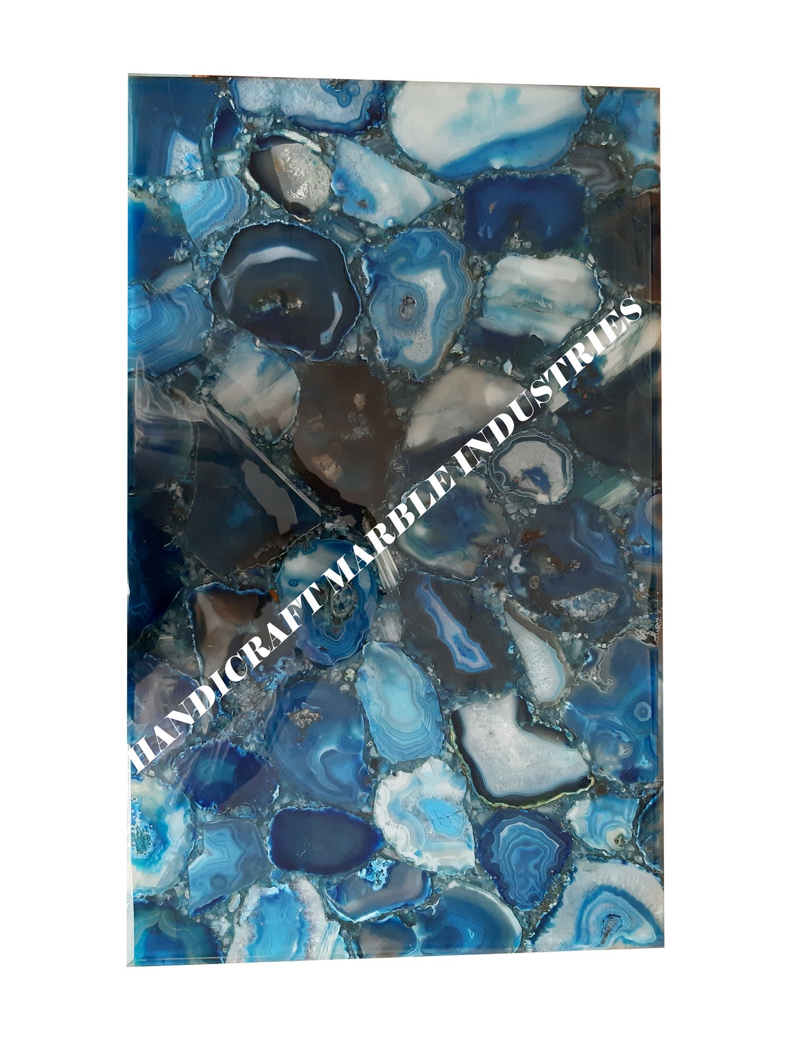 Blue Agate Table Top Agate Table Stone Dining Table Blue Etsy