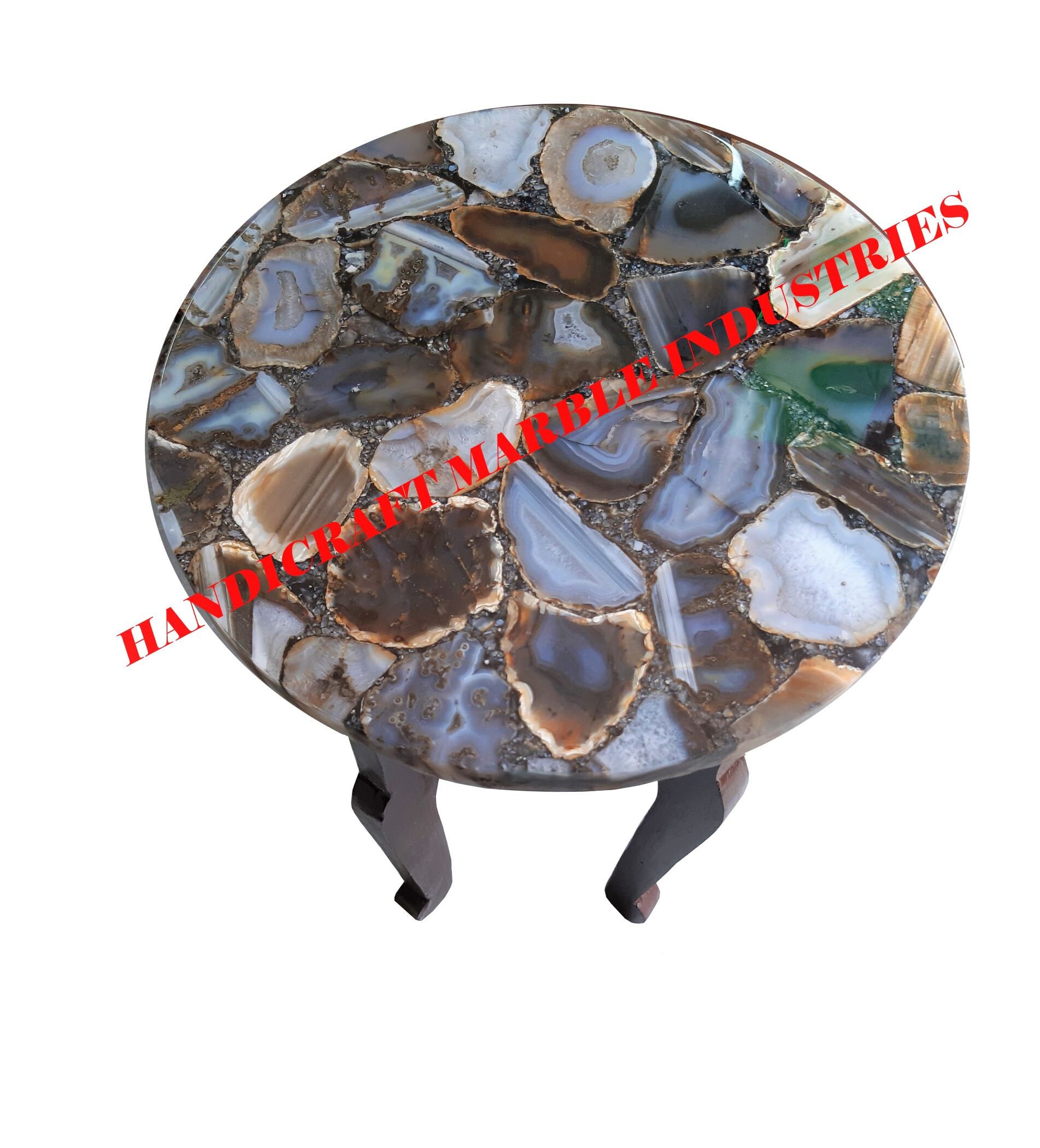 Natural Agate Round Table Natural Agate Table Agate Stone Etsy