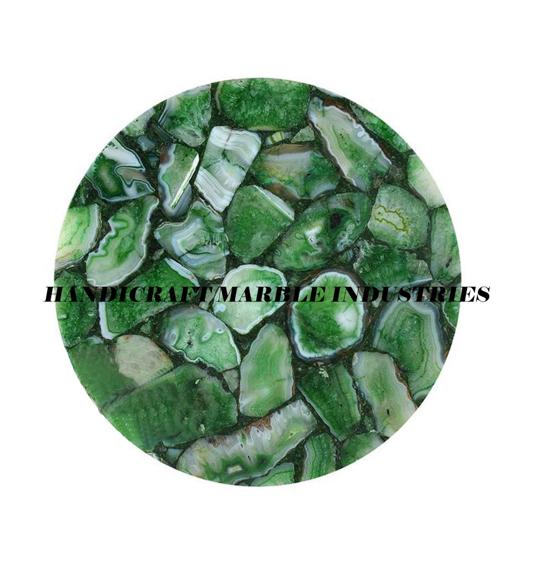 Green Agate Table Top Round Table Side Table Coffee Table Etsy