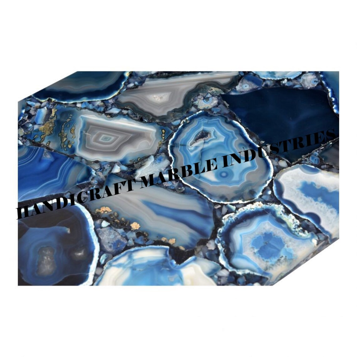 Blue Agate Table Top Rectangle Table Blue Agate Table Agate Etsy