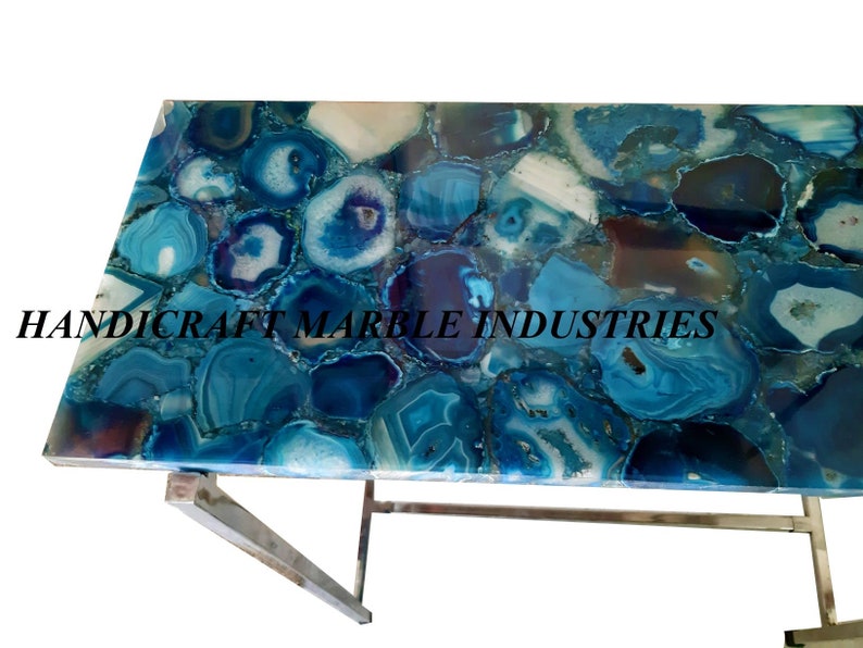 Blue Agate Table Top Blue Agate Table Blue Agate Console Etsy