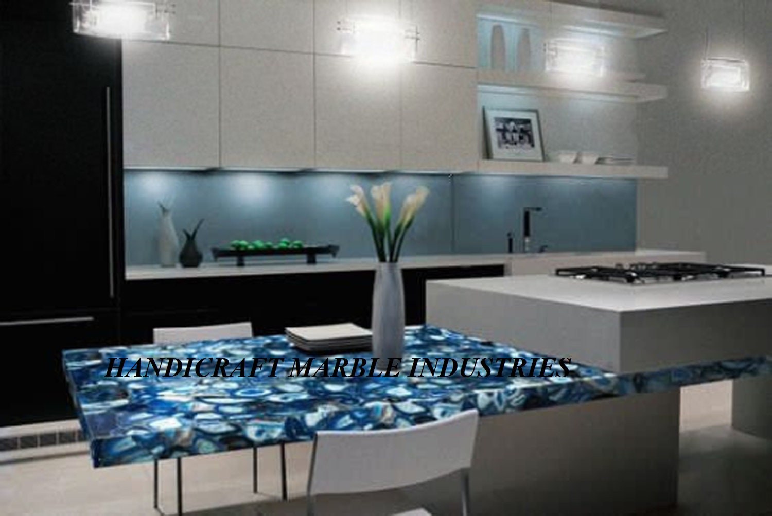 Blue Agate Countertop Blue Agate Console Table Blue Agate Etsy