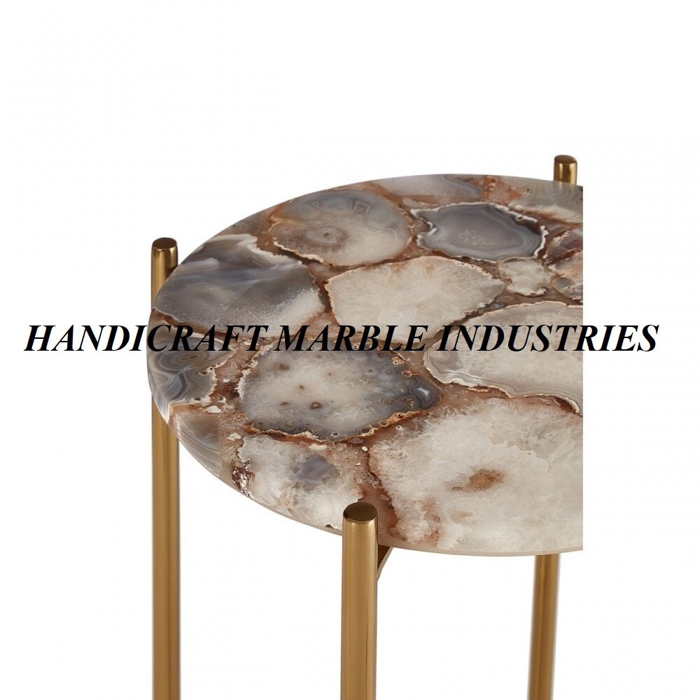 Natural Agate Side Table Agate Stone Table With Stand Etsy