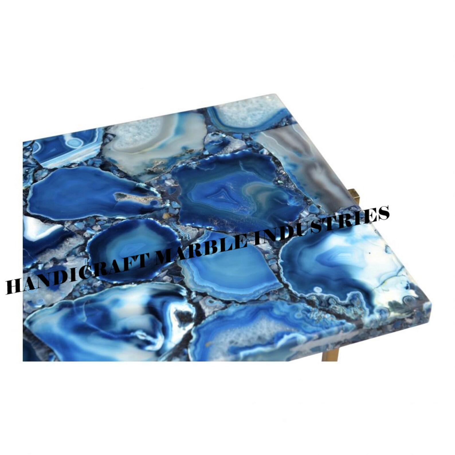 Blue Agate Table Top Rectangle Table Blue Agate Table Agate Etsy