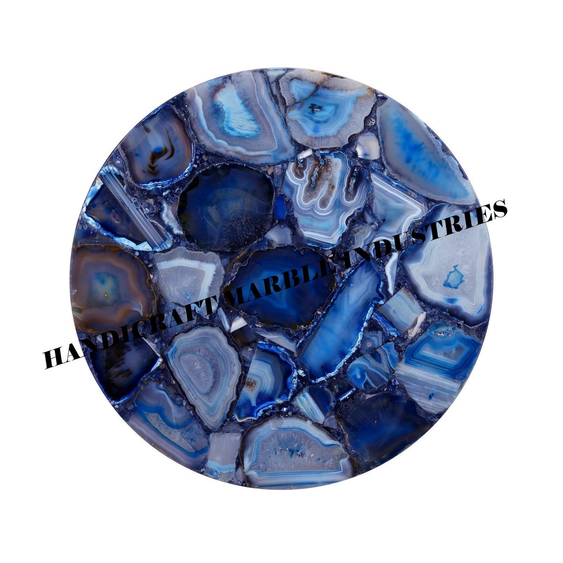 18 Inch Blue Agate Round Table Top Blue Agate Table Etsy