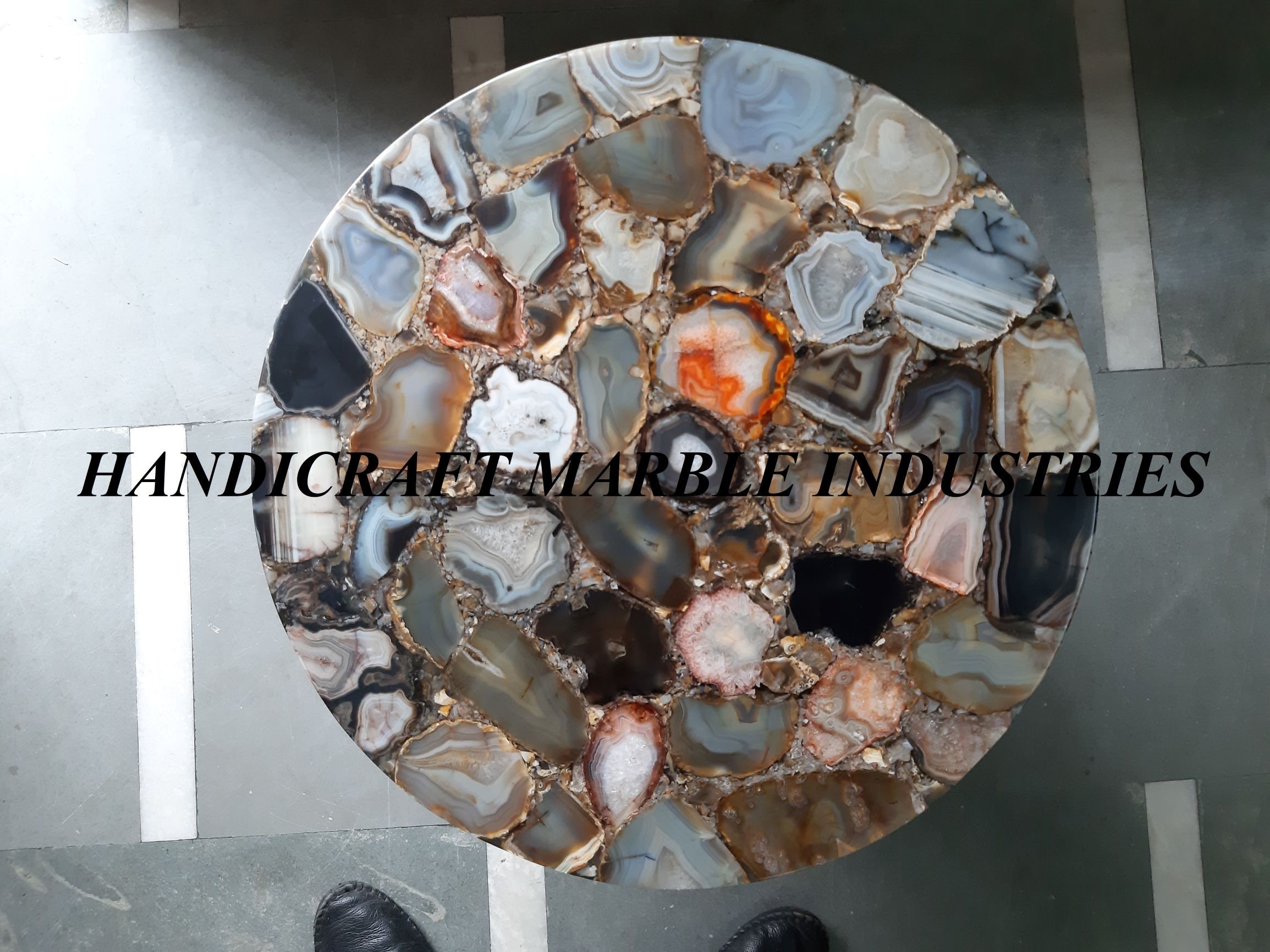 Natural Agate Round Table Agate Side Table Agate Stone Table Etsy UK