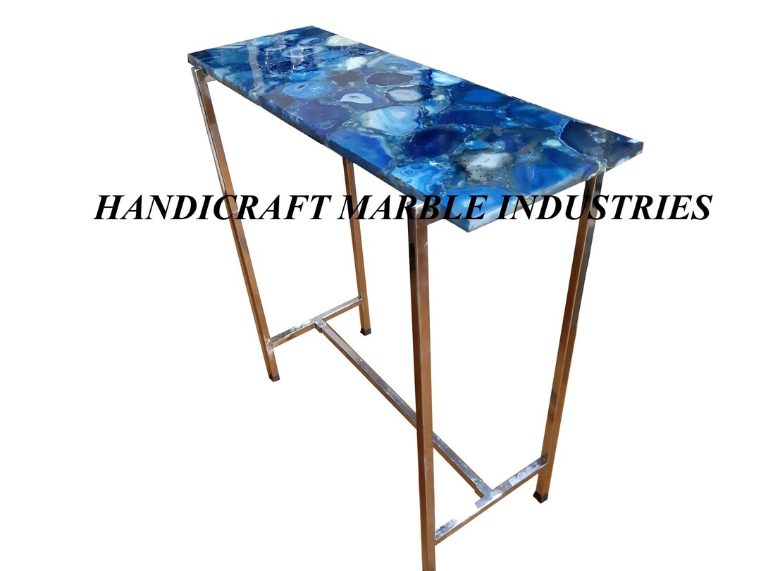 Blue Agate Table Top Blue Agate Table Blue Agate Console Etsy
