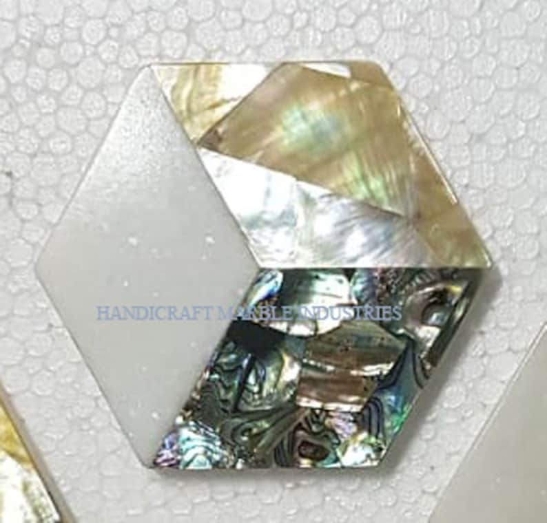 Christmas Gifts 3-D EFFECT HEXAGON Mother of Pearl Marble Coaster Set Gold Inlay Tea Coaster Drink Coasters Tableware Bar Dinning Tableware