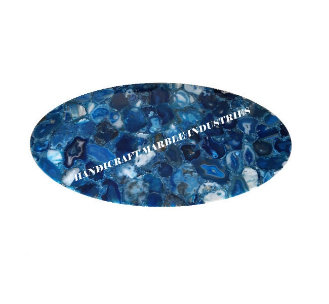 Agate Table Top Blue Agate Table Natural Agate Table Agate Etsy