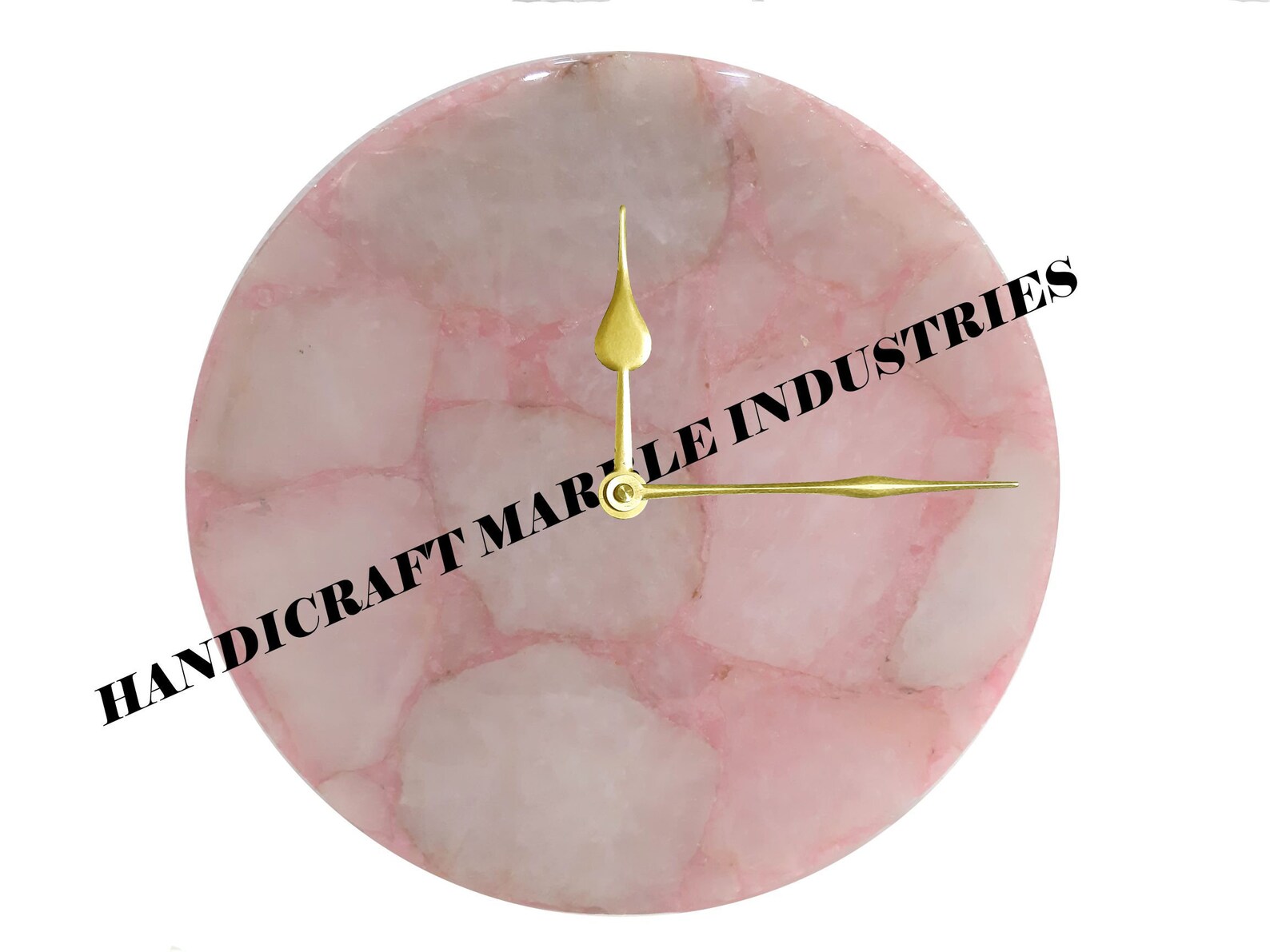 Rose Quartz Wall Clock Quartz Wall Clock Round Natural Stone Etsy