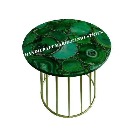 12 Agate Table Top Round Coffee Table Green Agate Etsy