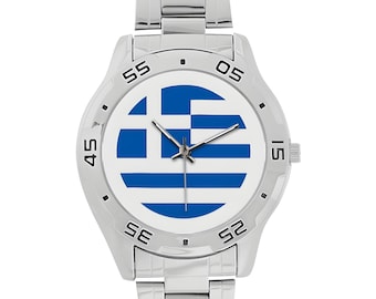 Men's Stainless Steel Flag of Greece Watch