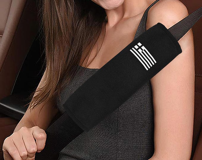 Greek Flag Seat Belt Cover: Auto Pad, Car Accessory