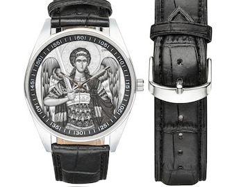 Saint Michael Icon Watch Unisex leather strap