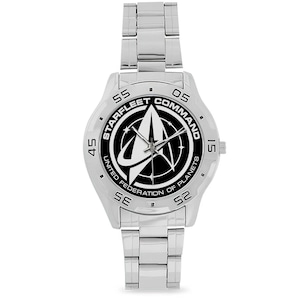 Star Trek Watch, Star Fleet Command, Men's Stainless Steel Timepiece, Sci-Fi Gift for Science Fiction Fan.