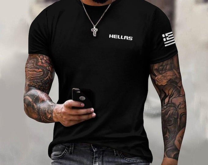 HELLAS Greek Flag Unisex T-Shirt – 100% Cotton Patriotic Greece Shirt