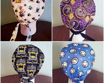 Scrub caps for short hair. Handmade, 100% cotton with elastic in the back. For women and men.