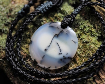 Dendritic agate pendant dendritic opal magic stone pendant merlinite picture stone