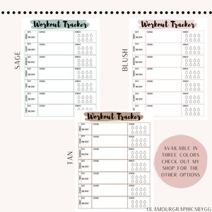 Workout Tracker Fitness Printable Fitness & Health Blush 8.5x11in image 4