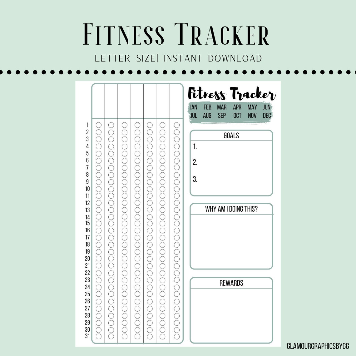 Fitness Trackerworkout Planner Printable Tracker/planner - Etsy