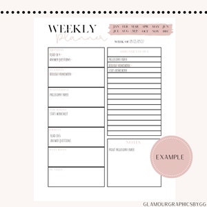 Weekly Planner| School Planner| Planner| Printable Planner| Blush| 8 ...
