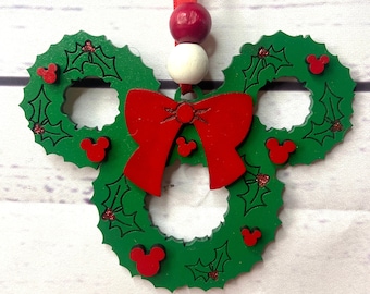 Mouse Wreath Ornament  | Holiday Home Decor | Tree Decoration | Christmas Ornament | 4.48" x 3.71"