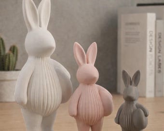 Modern Bunny Decor Set |  Japandi Easter Decor | 3D Printed Minimalist Spring Home Accent | 3 Sizes